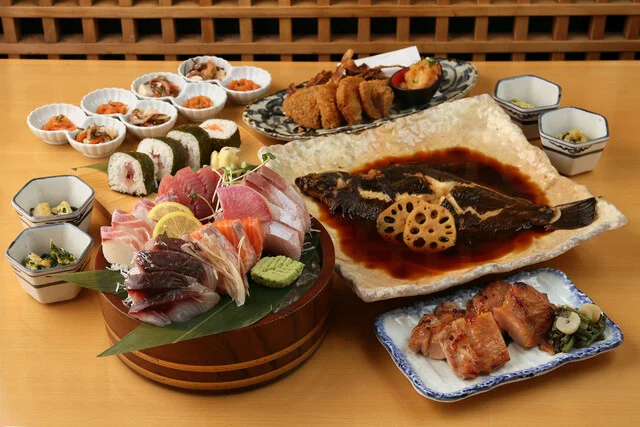 9月8日からはこちら！【飲み放題付き】跳魚の代名詞『一本魚の煮付け』と自慢の鮮魚を堪能　匠コース　お席も2時間30分！飲み放題も2時間！【全九品】　6,800円